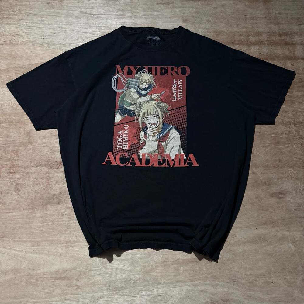 My Hero Academia Himiko Toga Villain Anime Graphic Tee Black XL Distressed